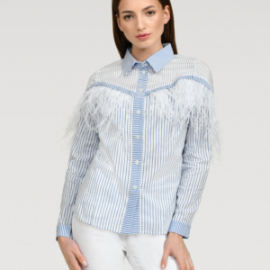 Andrea - Bluse mit abnehmbaren Federn