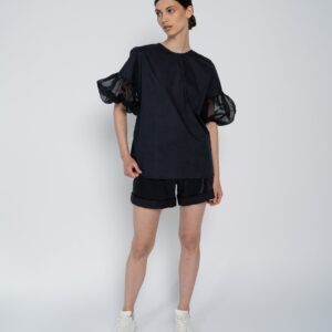 Gaby - Bluse aus Baumwolle und Seidenorganza