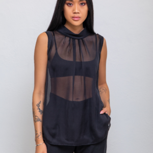 Benice - Ärmellose Bluse aus Chiffonseide