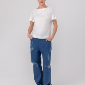 Alexandra - T-Shirt mit abnehmbaren Federn