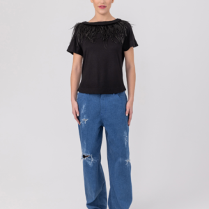 Alexandra - T-Shirt mit abnehmbaren Federn