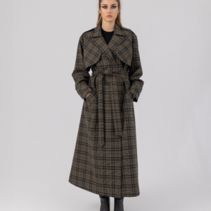 Jarla - Karierter Maxi Trenchcoat